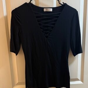 Black V-Neck Crisscross Top